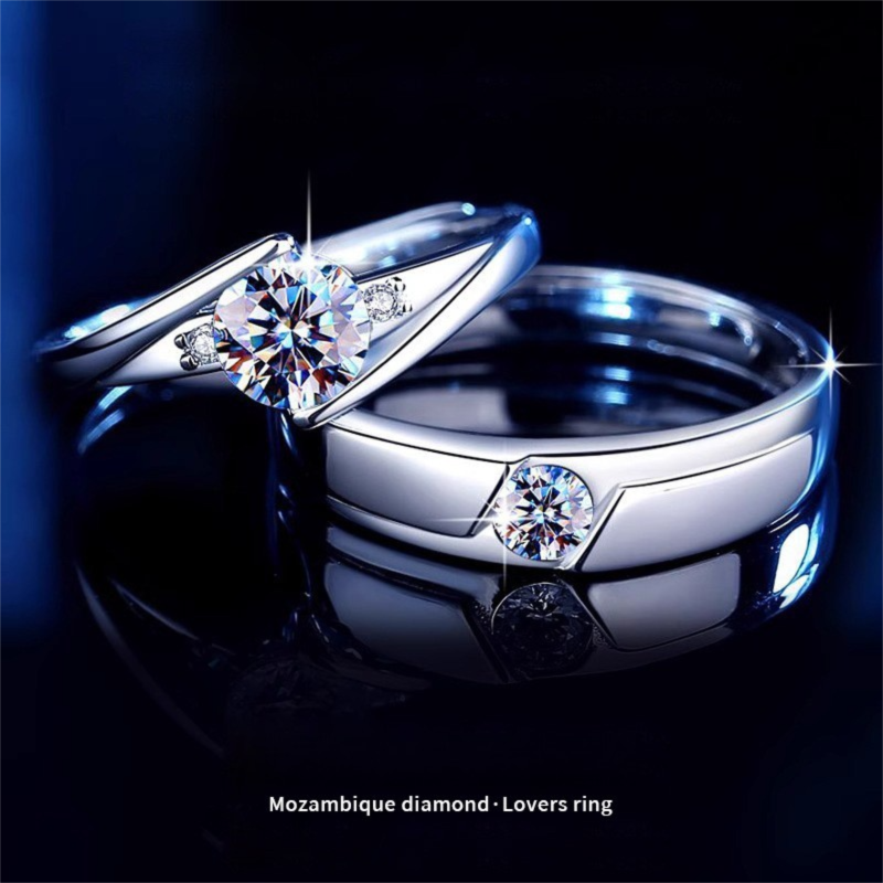His & Hers Moissanite Rings - Eternal Vows Matching Set in Rhodium-Plated Sterling Silver