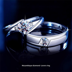 His & Hers Moissanite Rings - Eternal Vows Matching Set in Rhodium-Plated Sterling Silver