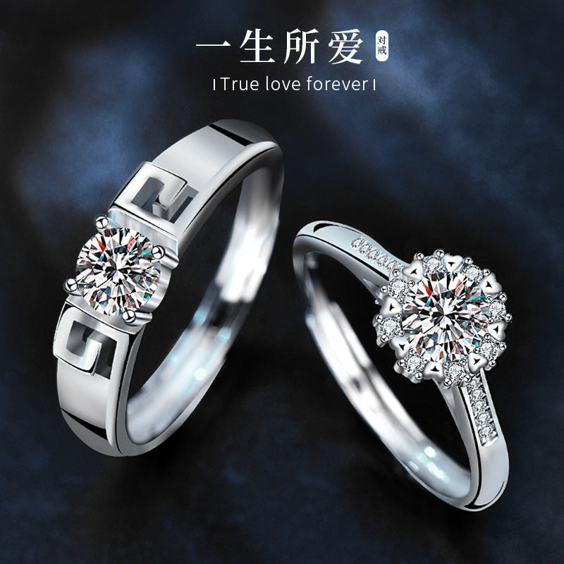 Timeless Love Series Couple Rings – Moissanite in 925 Sterling Silver with Platinum Plating