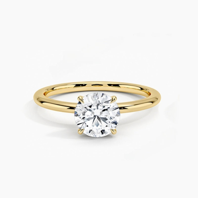 Felistly Jewelry: Minimalist 1ct Round Moissanite Solitaire Engagement Ring in S925 Silver 18k Gold Plated (Dainty Waterdrop Design)