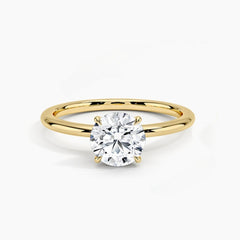 Felistly Jewelry: Minimalist 1ct Round Moissanite Solitaire Engagement Ring in S925 Silver 18k Gold Plated (Dainty Waterdrop Design)