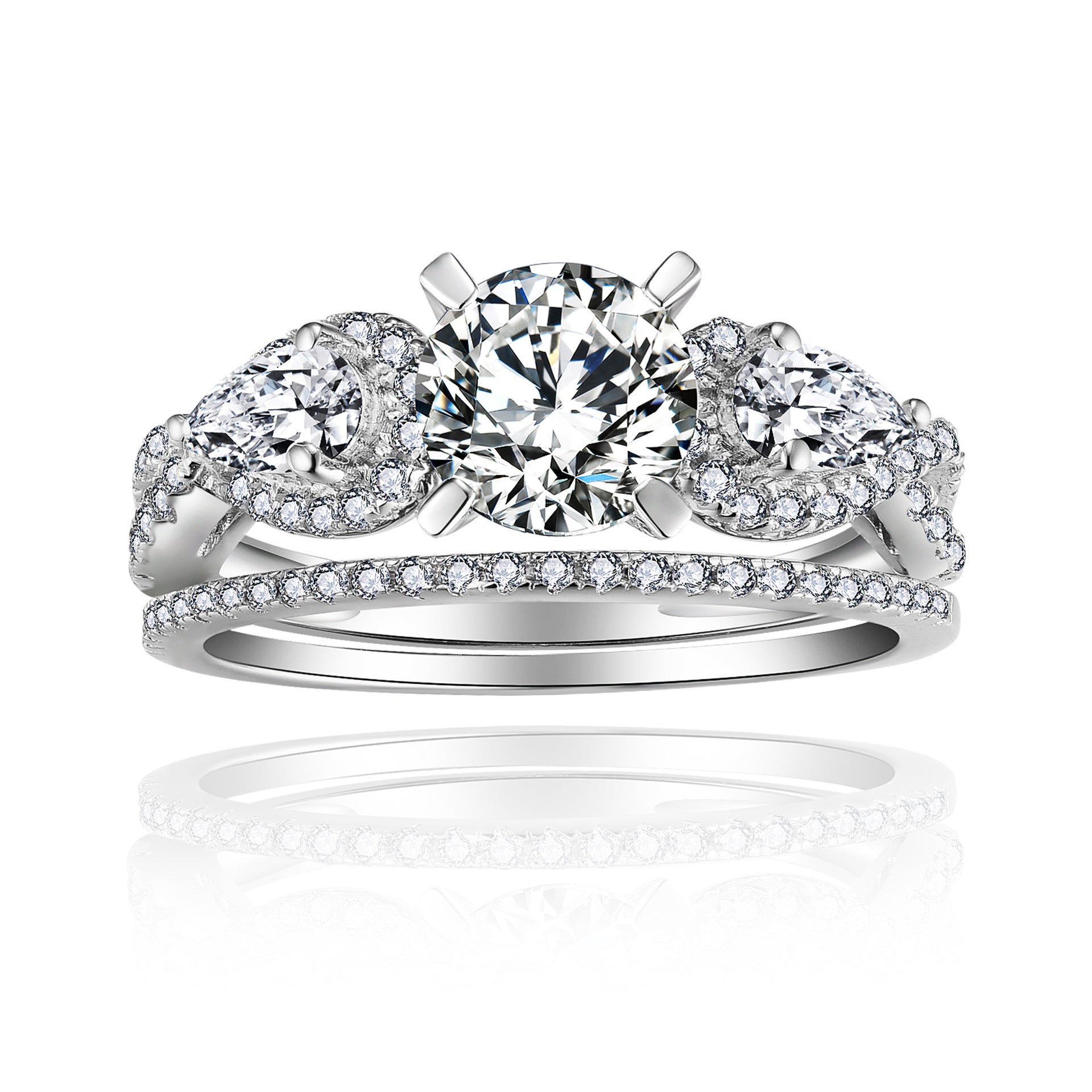 engagement rings for women | 2ct Marquise Moissanite Ring - 925 Silver with Platinum Plating