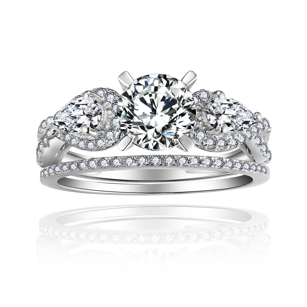 engagement rings for women | 2ct Marquise Moissanite Ring - 925 Silver with Platinum Plating