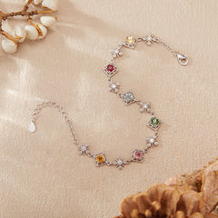 Natural Gemstone Tourmaline Bracelet for Women, S925 Sterling Silver Colorful Jewelry