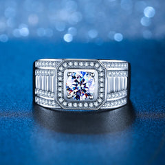 【Bold Design】Moissanite Platinum Plated 925 Sterling Silver Men's Ring | Premium Gift for Boyfriend|Men gents ring-Felistly Jewelry