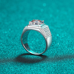 Men gents ring Men's 5ct Giant Moissanite Ring - 925 Silver Power Jewelry for Dominant Style
