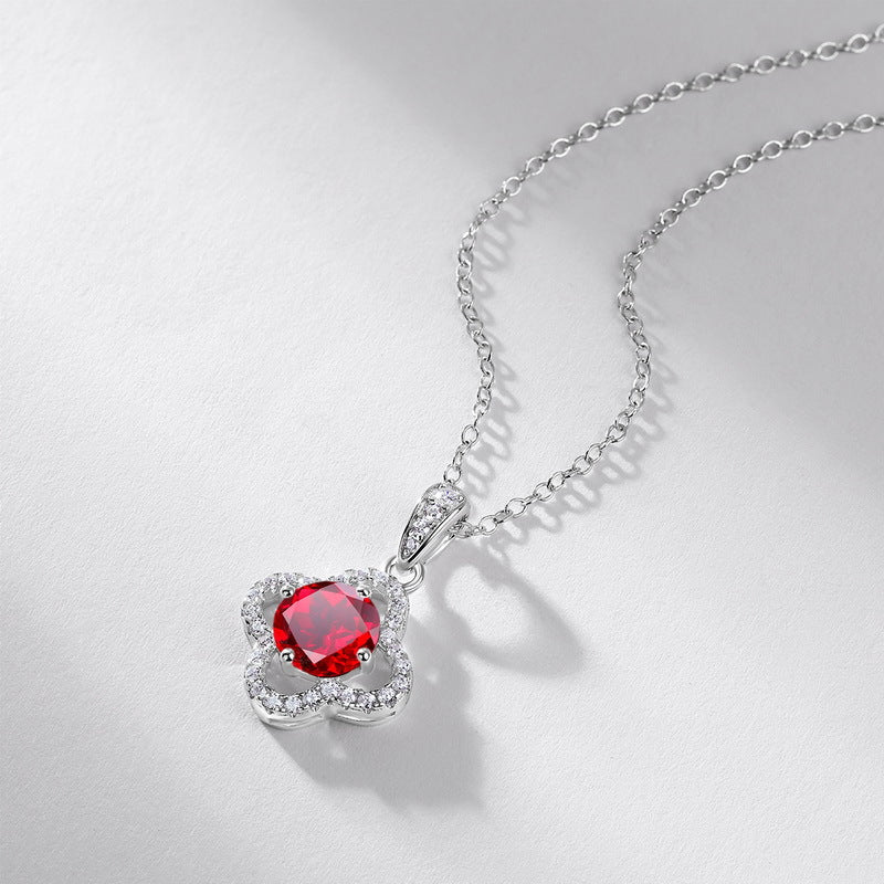Lucky Clover Paved Necklace – Sterling Silver with Ethical Lab-Created Gemstones