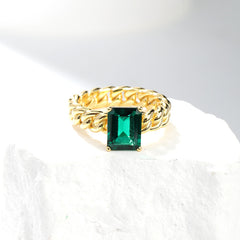 Felistly Jewelry: 3 carat moissanite emerald cut ring | 18K Gold Plated Sterling Silver | Ethical Contemporary Jewelry|engagement rings for women