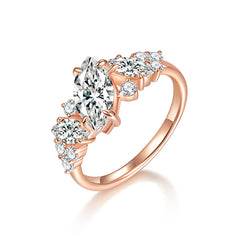Felistly Jewelry: engagement rings for women| Bestselling Asymmetric Marquise 1ct Moissanite Ring in Sterling Silver 18K Rose Gold Plated - Trendy Women's Jewelry