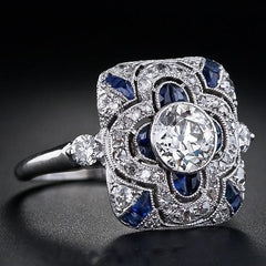 Felistly Jewelry: Sapphire Ring for Women, Premium European & American Jewelry, Engagement Ring, White Gold Plated, Luxury Gift