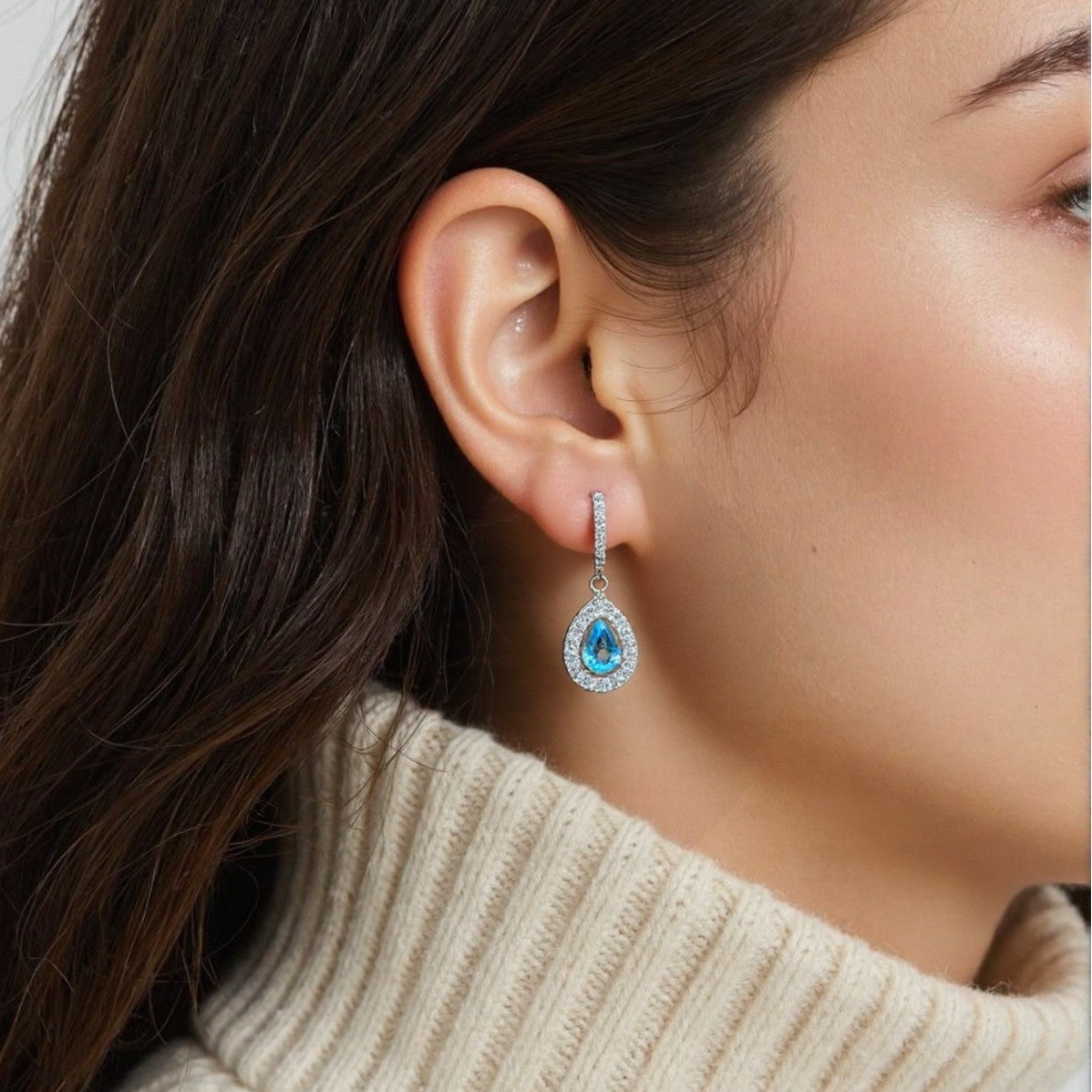 Handcrafted Natural Gemstone Earrings - Platinum Plated 925 Silver Hypoallergenic Studs