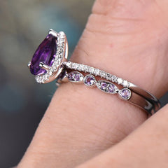 Felistly Jewelry: Bestselling New Couple's Purple Diamond Ring for Women |Full Diamond Engagement Ring Set