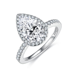 Felistly Jewelry: 3ct Pear Moissanite Solitaire Ring | 18K Gold Plated Sterling Silver | Diamond-like Jewelry
