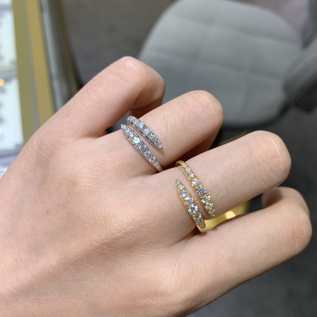 wedding bands for women moissanite| Viral 1ct D Moissanite Open Ring - Rhodium Plated 925 Silver Double Stackable Band