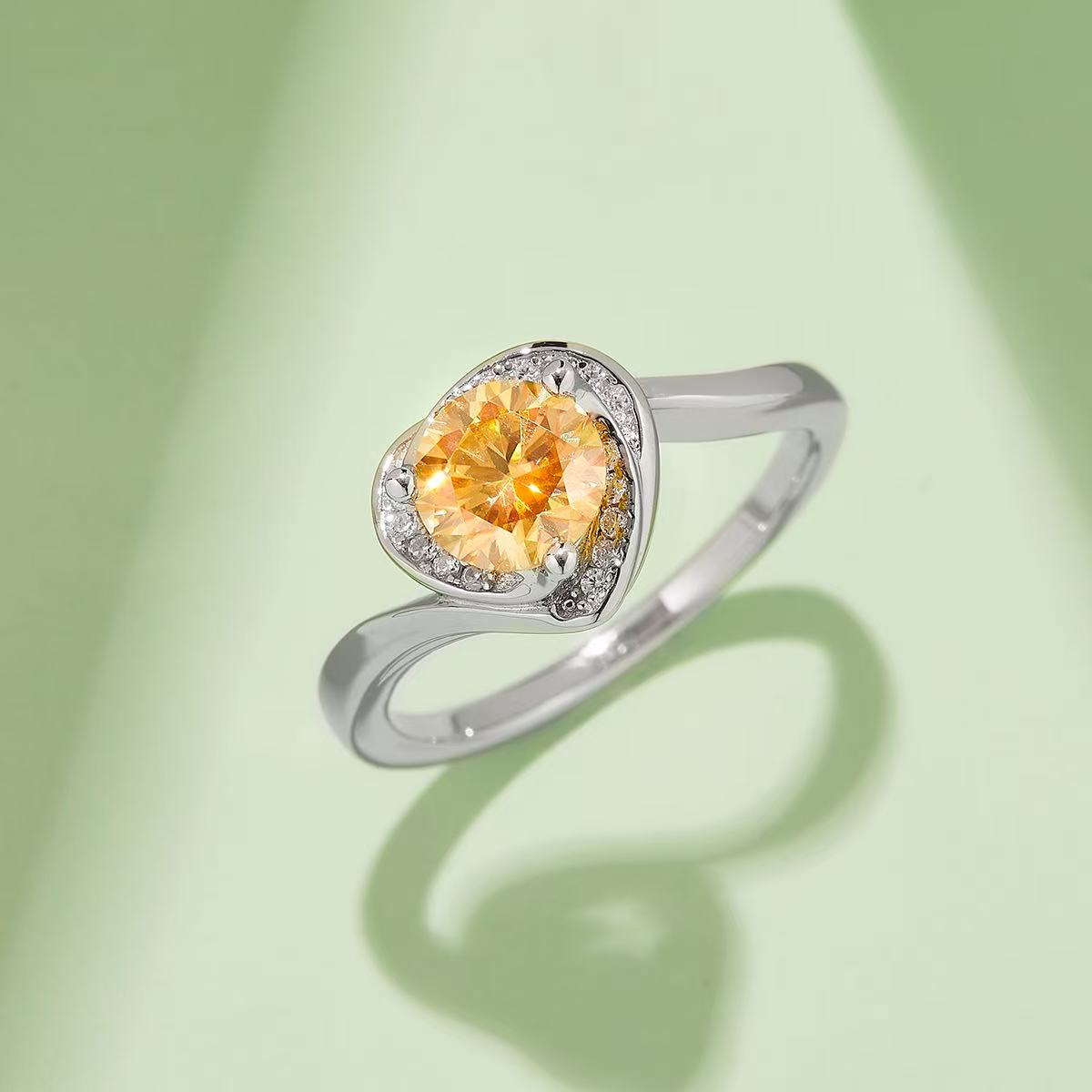 1ct D Color Moissanite Floral Ring - Rhodium-Plated Sterling Silver for Her | vintage inspired moissanite engagement rings