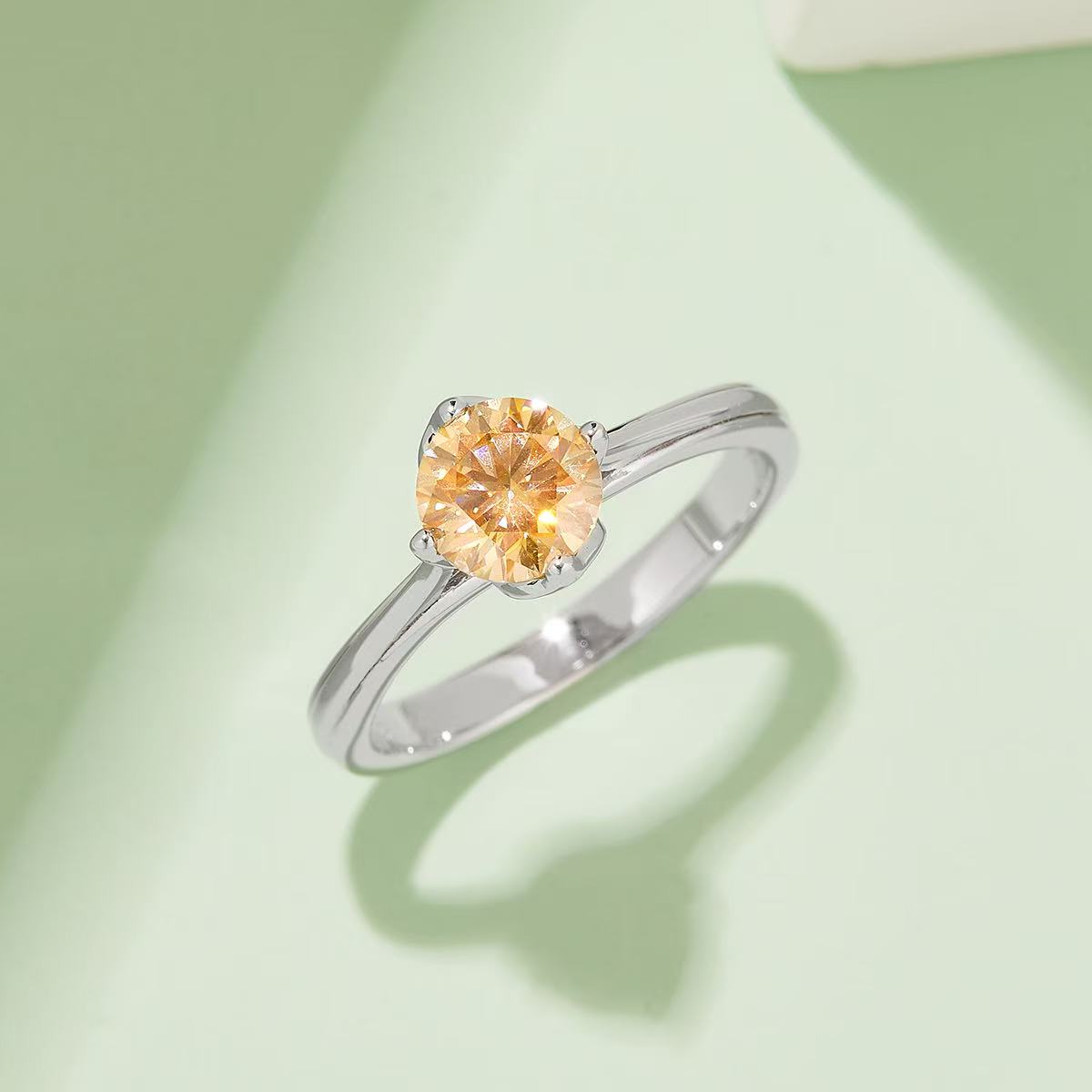 engagement rings for women| Lotus Collection: 1ct D Color Moissanite Ring - Rhodium Plated 925 Silver|moissanite vintage rings