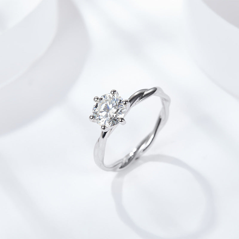 engagement rings for women | Elegant 1ct D Moissanite Ring - 925 Silver Rhodium Vine Setting for Women |moissanite vintage rings