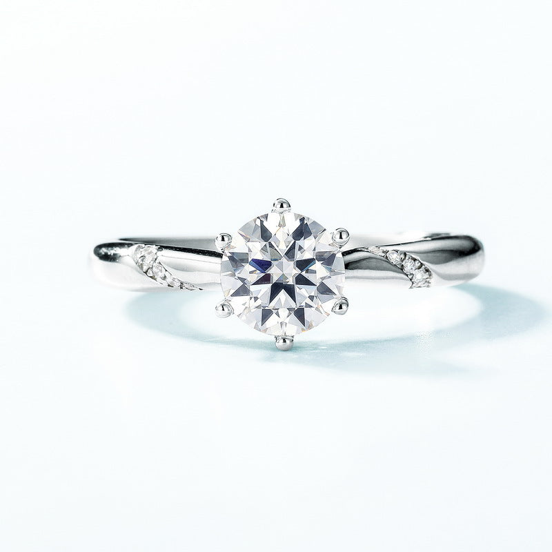 engagement rings for women | 1ct Moissanite Engagement Ring – Twisted Band in Platinum Plated 925 Silver | vintage inspired moissanite engagement rings