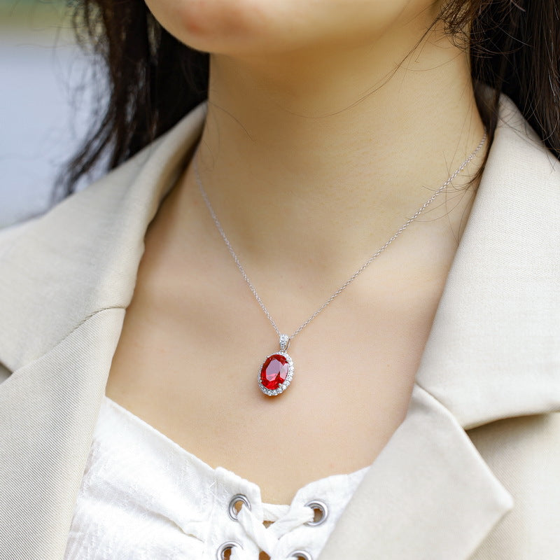Red Carpet Ready: 10x14mm Lab-Grown Ruby Pendant in 925 Silver – Gala Jewelry Essential