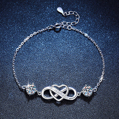 Felistly Jewelry: 2CT D Color Moissanite Bracelet - 925 Silver Adjustable Couple's Jewelry with Eternal Love Charm