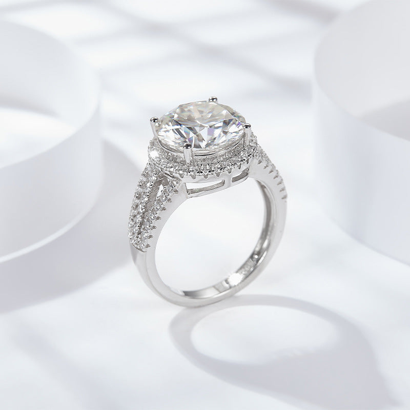 Felistly Jewelry: 5CT Premium Forever One Moissanite Solitaire Ring - Platinum Over Sterling Silver Bridal Jewelry