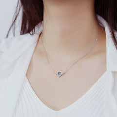 Designer Alexandrite Color-Shift Necklace – 925 Silver Halo Pendant with Princess Chain