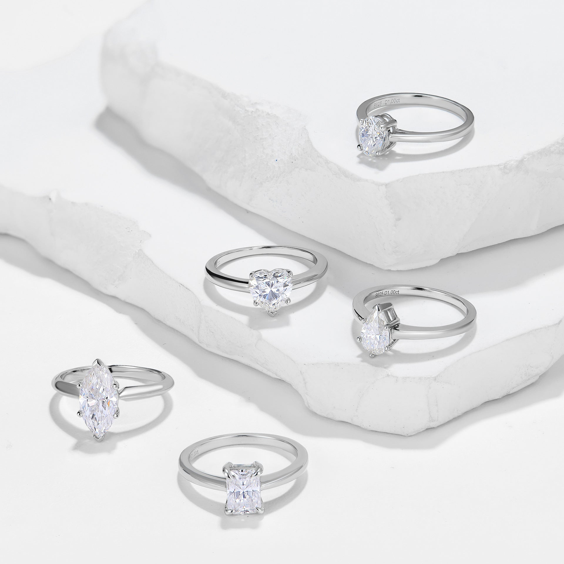 Felistly Jewelry: Classic & Elegant 1ct Moissanite Engagement Ring for Women - Oval, Heart, Radiant & Marquise Cut (Dainty Solitaire Design)