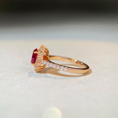Felistly Jewelry: Pigeon Blood Ruby Cocktail Ring for Women - S925 Sterling Silver & 18K Gold Red Gemstone Diamond Ring, Fashion Minimalist Stackable Band