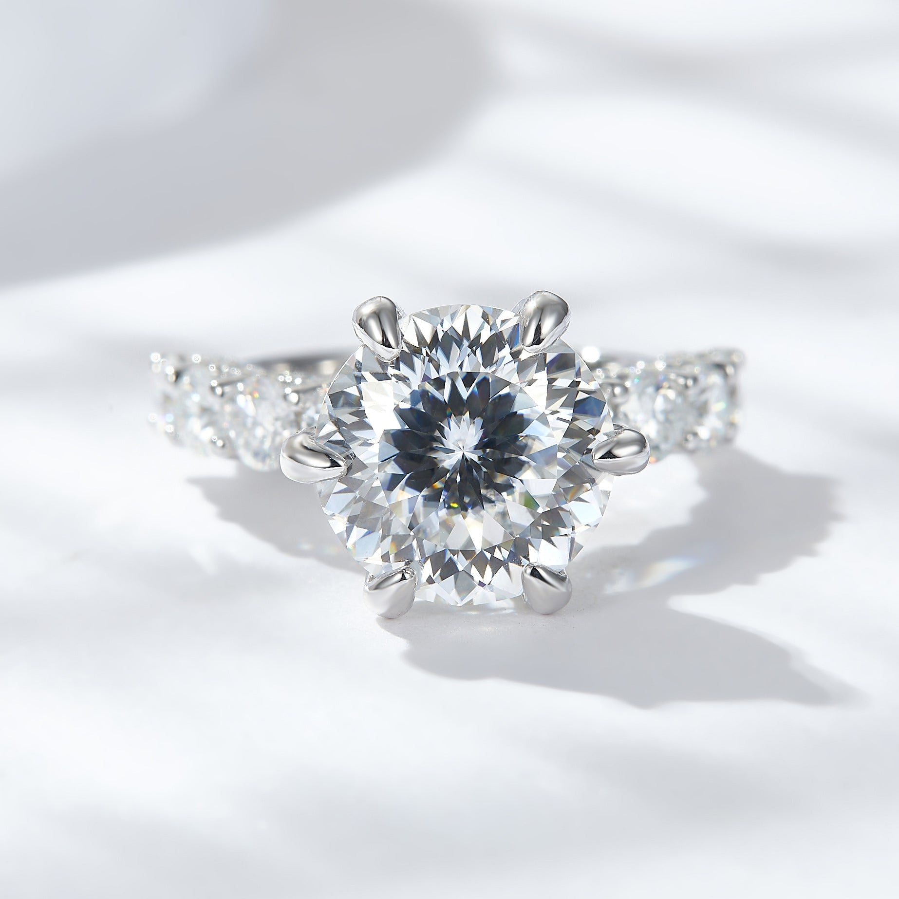 5ct Firework Moissanite Ring - Platinum Over Sterling Silver Engagement rings for women | moissanite vintage rings