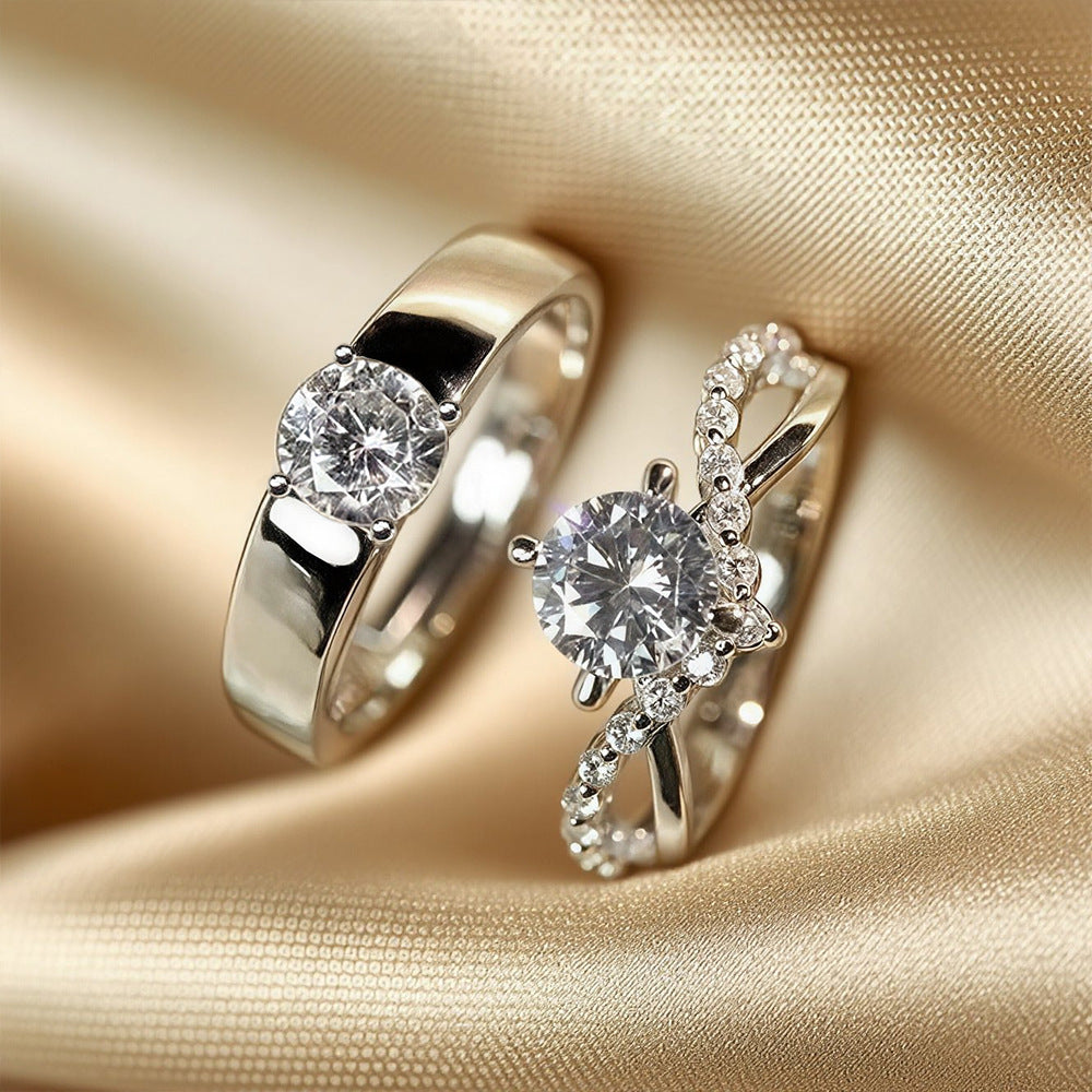 Felistly Jewelry:925 Sterling Silver Moissanite Couple Rings – Minimalist Luxury Wedding Bands for Him & Her, Sealed Design