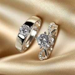 Felistly Jewelry:925 Sterling Silver Moissanite Couple Rings – Minimalist Luxury Wedding Bands for Him & Her, Sealed Design
