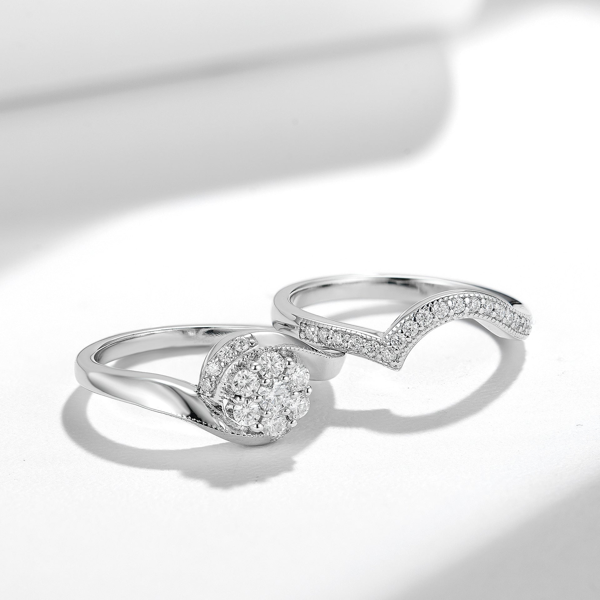 Antique-Inspired Snowflake Moissanite Ring – Platinum Over Sterling Silver