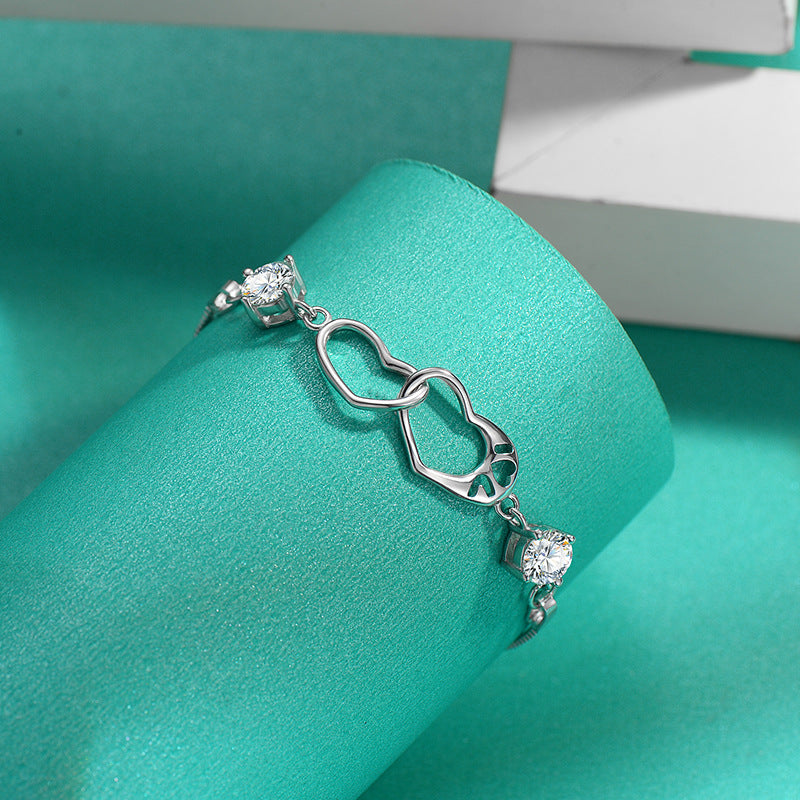 Felistly Jewelry: S925 Sterling Silver Moissanite Heart Bracelet - Fashionable & Versatile Minimalist Design