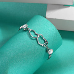 Felistly Jewelry: S925 Sterling Silver Moissanite Heart Bracelet - Fashionable & Versatile Minimalist Design
