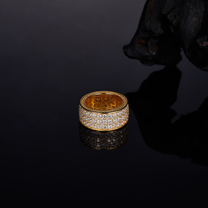 Men gents ring Viral Men's Icy Moissanite Ring - Hip-Hop Inspired Pavé with Edgy Cut-Outs