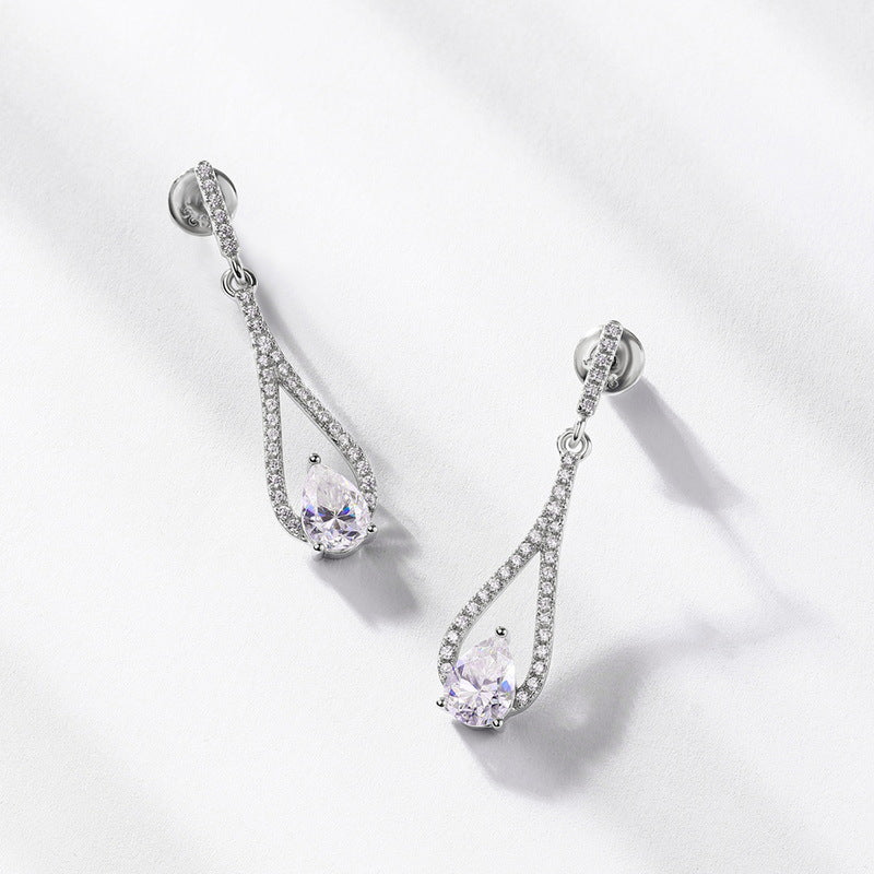 1.4ct Viral Moissanite Drop Earrings – 925 Silver Minimalist Statement Jewelry for Women