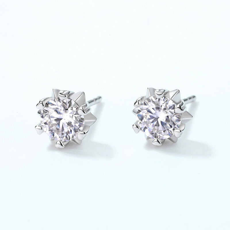 Snowflake Moissanite Studs - 925 Silver Everyday Jewelry (Birthday/Christmas Gift)