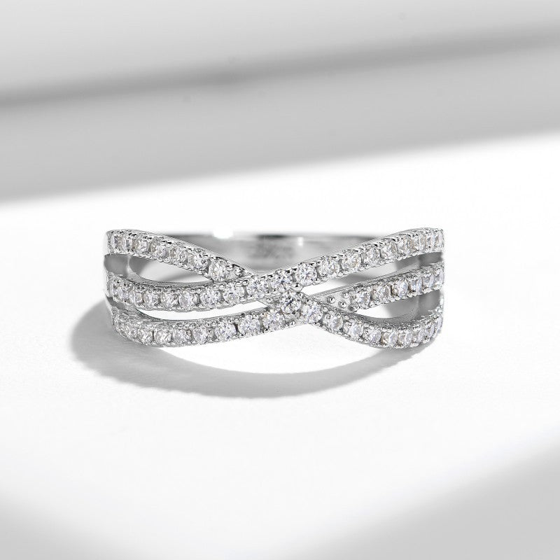 wedding bands for women moissanite| Viral 0.5ct D Moissanite Ring - Rhodium Cross Openwork Design for Women