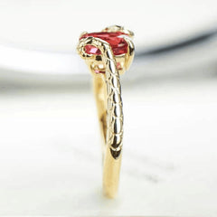 Felistly Jewelry: Bestselling Stylish Ins Minimalist Niche Ring Single Coil Snake Scale Glittering Red Stone Serpent Ring
