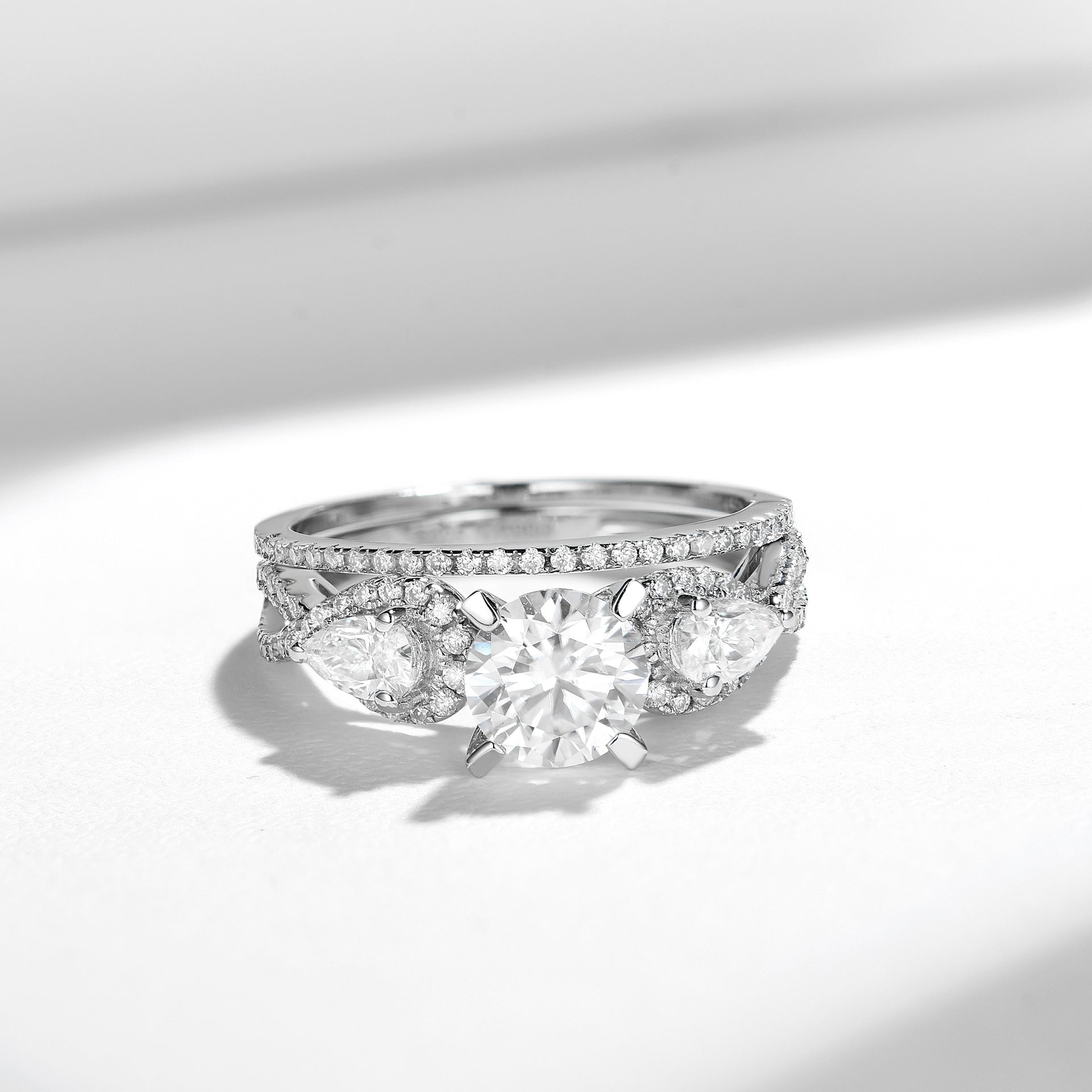 engagement rings for women | 2ct Marquise Moissanite Ring - 925 Silver with Platinum Plating