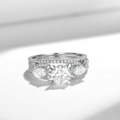 engagement rings for women | 2ct Marquise Moissanite Ring - 925 Silver with Platinum Plating