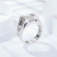 Felistly Jewelry: Men gents ring 2CT Moissanite Men's Ring in S925 Sterling Silver - Luxury Minimalist Design, Elegant Wedding Band Jewelry for Men