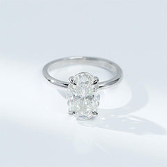 Felistly Jewelry: 3 Carat Classic Pigeon Egg Moissanite 925 Silver Platinum-Plated Engagement Ring
