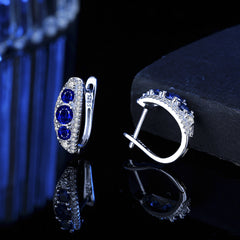 Pigeon Blood Red Zircon Stud Earrings - 925 Silver Minimalist Hoops with Moissanite Accents