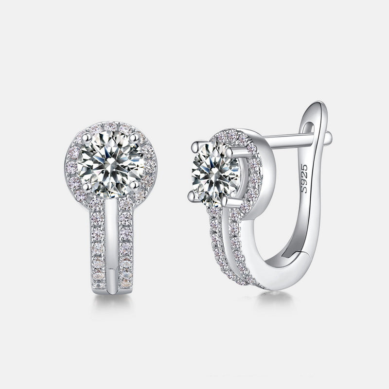 Women's 4-Prong Moissanite Stud Earrings - 925 Silver Minimalist Everyday Jewelry