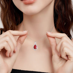 Vintage-Inspired Lab-Created Ruby Pendant - 925 Silver Heirloom-Quality Necklace