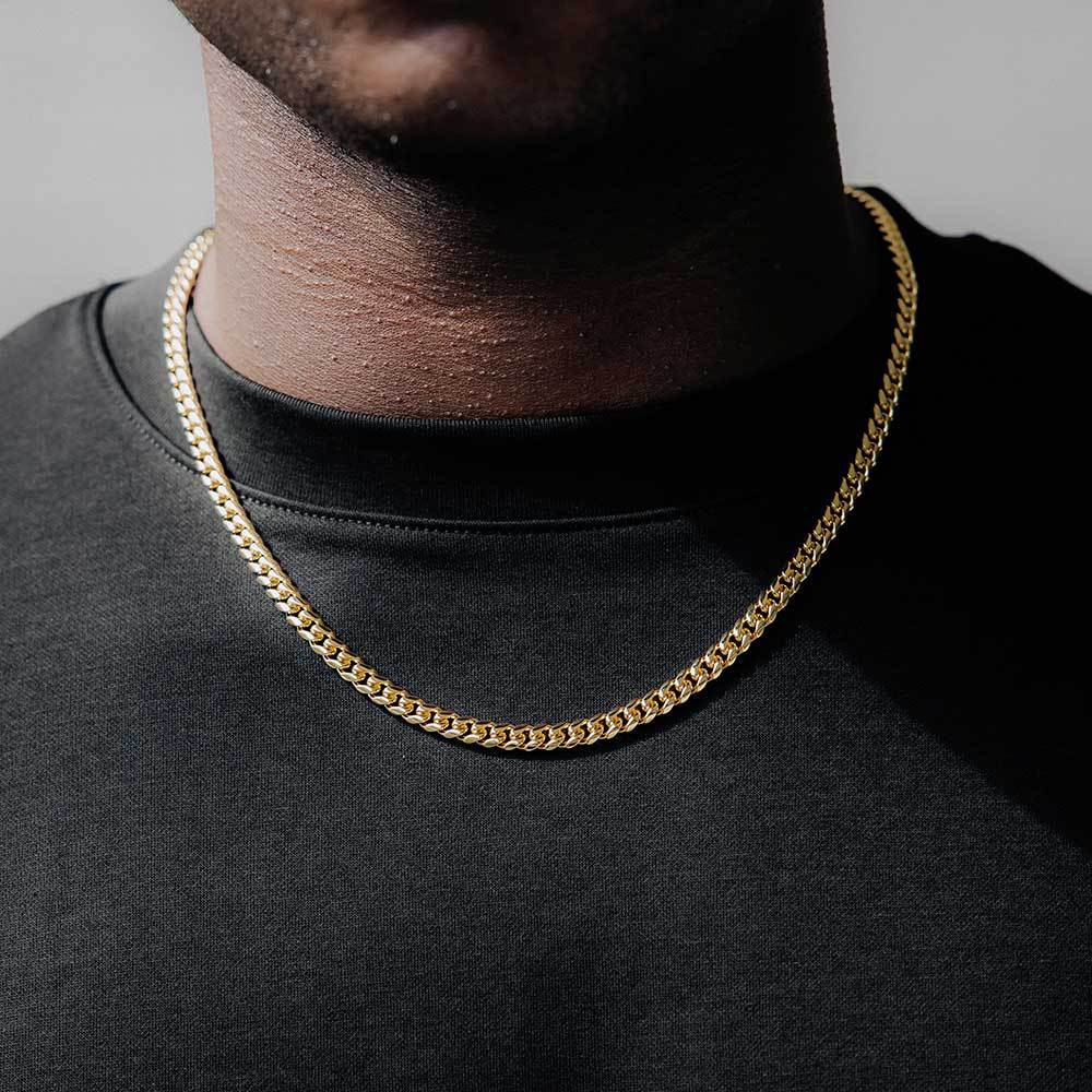 Felistly Jewelry Hip Hop Titanium Steel Cuban Link Chain for Men – 18K Gold Plated Secure Lobster Clasp Anti-Tarnish Trendy Necklace