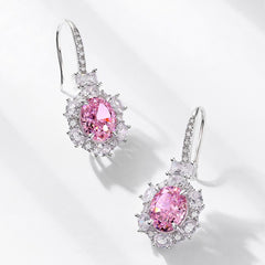 Pink Snowflake Diamond Earrings – 925 Silver Lab-Grown Trendy Jewelry