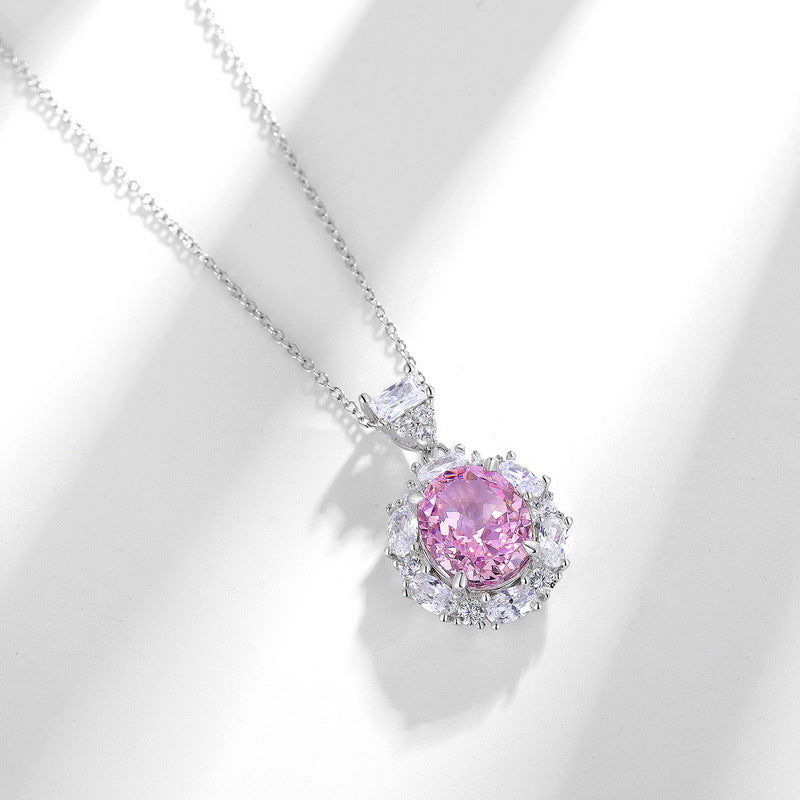 Dainty Snowflake Pink Sapphire Pendant - 925 Silver Lab-Grown Gemstone Necklace for Women