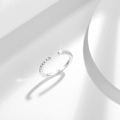 Versatile Stackable Open Ring - S925 Silver Plated 18K Gold with Moissanite Row Ring for Women